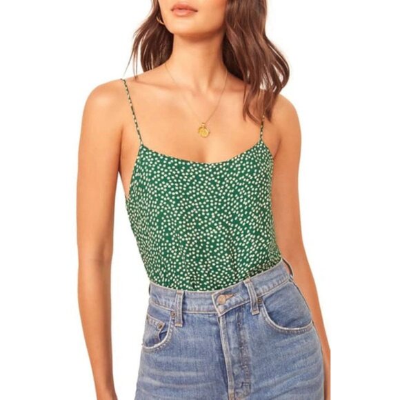 Reformation Atticus Camisole Green Floral Wyoming Size Small - Picture 1 of 5